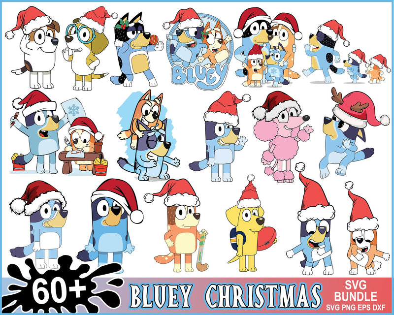 Version 2.0 - 60+ Bluey Christmas svg bundle, Bluey 2022 vector, Bluey