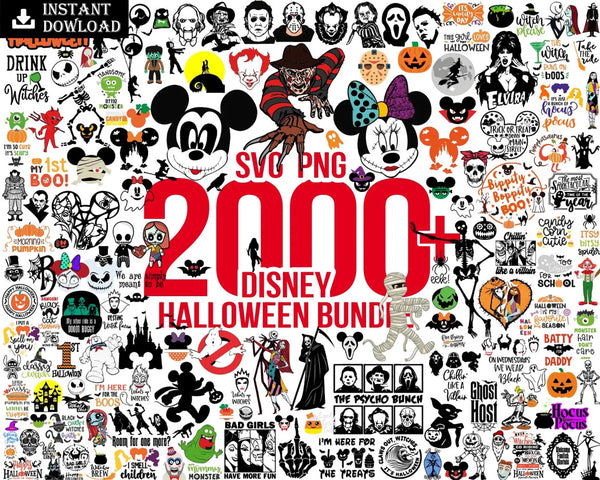 2000+ Disney Halloween bundle svg, Horror disney characters SVG, PNG, Digital file