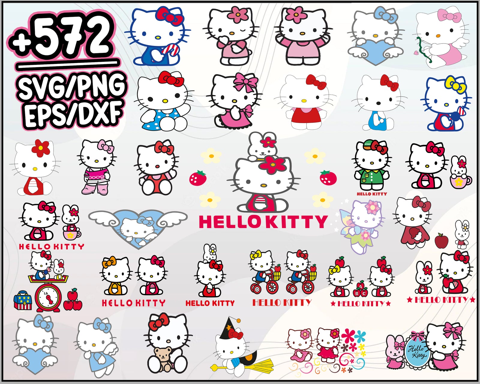 572 Hello Kitty Bundle Svg Hello Kitty Svg Eps Png Dxf 4189
