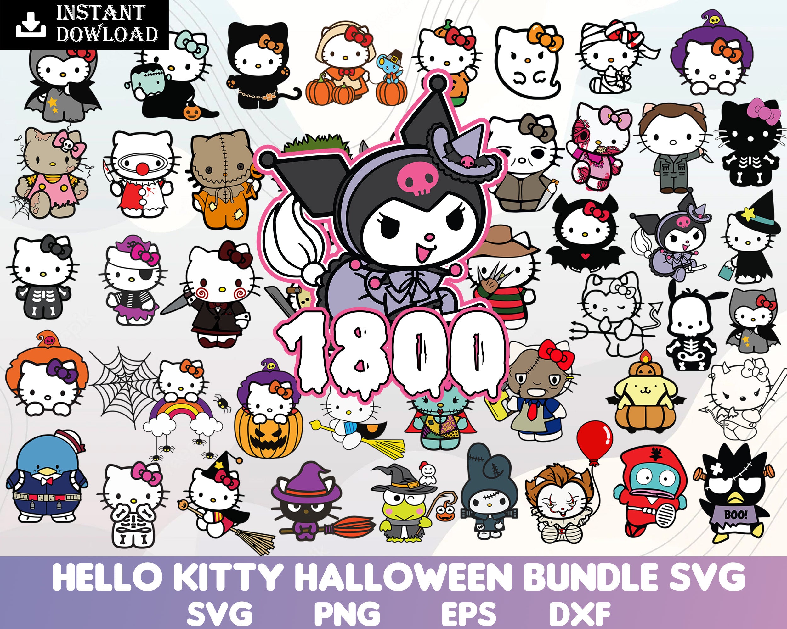 Hello kitty SVG Bundle, Kawaii Kitty Svg Png, Silhouette, Cricut