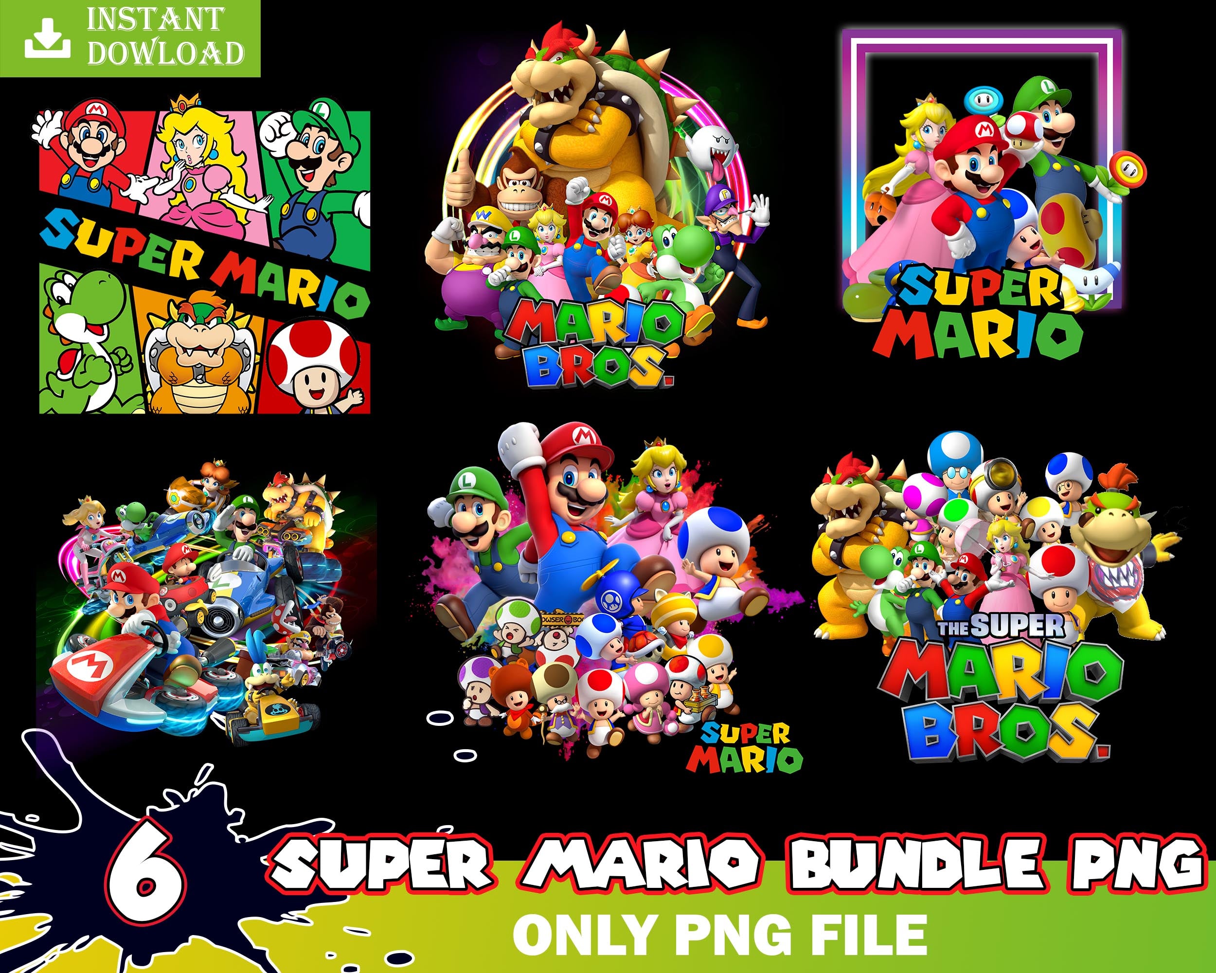 Super Mario SVG Bundle, 200+Designs Game SVG PNG EPS DXF PDF Digital  Download LF6LYB2F - Package SVG