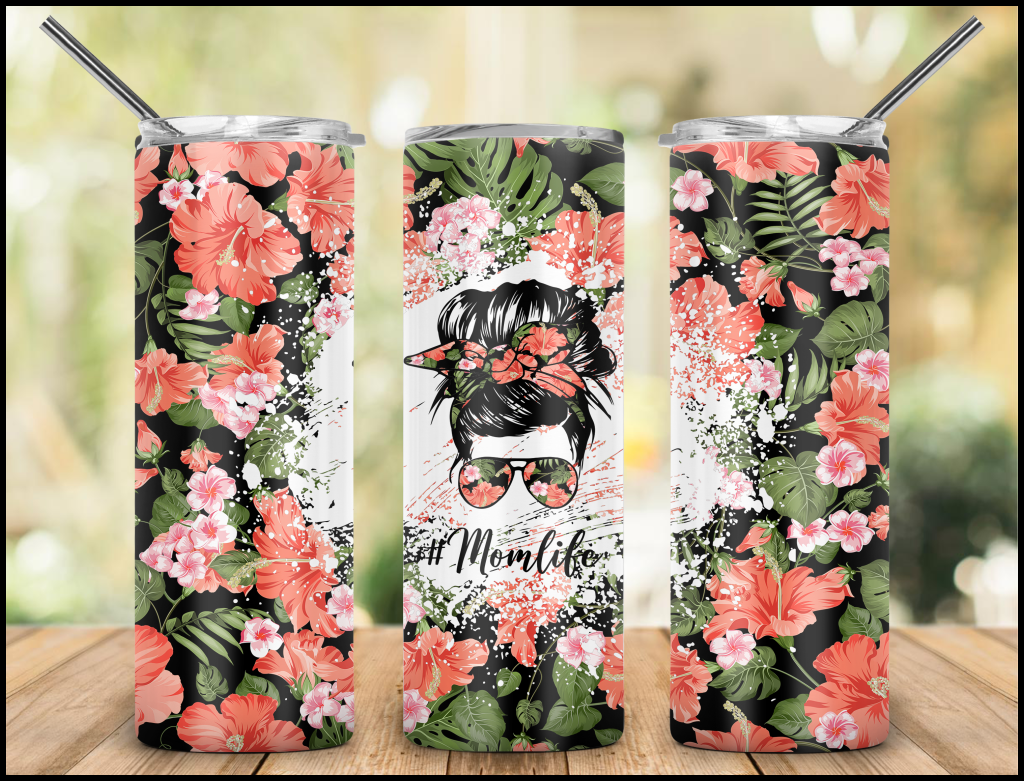 Mom MAMA Floral Print 20 oz Skinny Tumbler – Burlap Bowtique