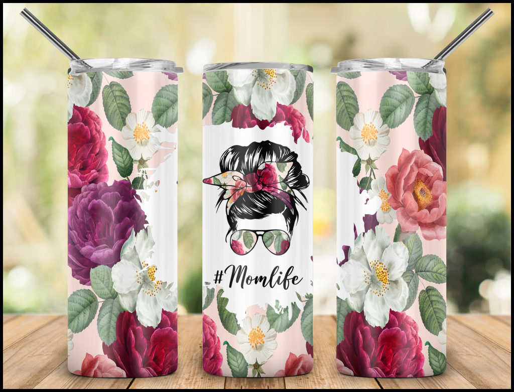 Mom life floral tumbler – Eleven 11 Vibes