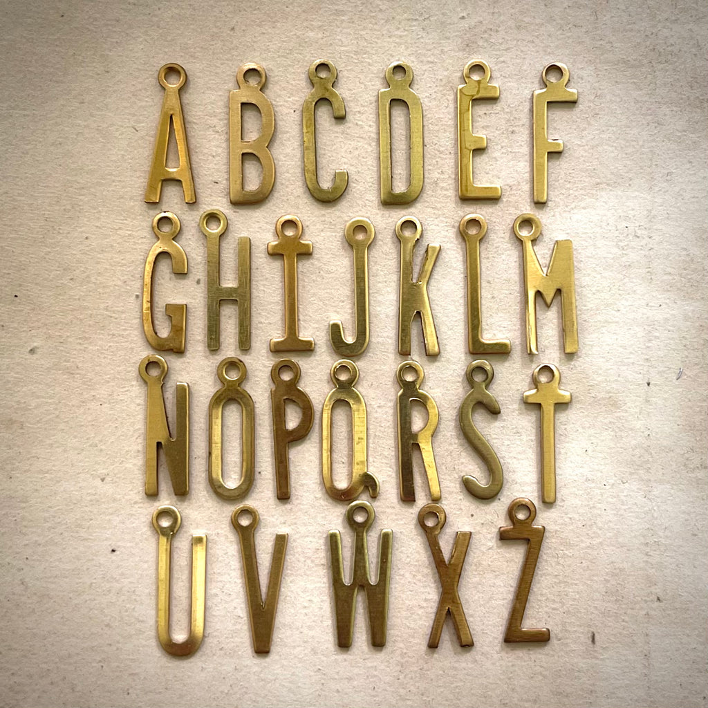 Assortment Of Vintage Brass Letter Charms B E F G H M N P R S T W