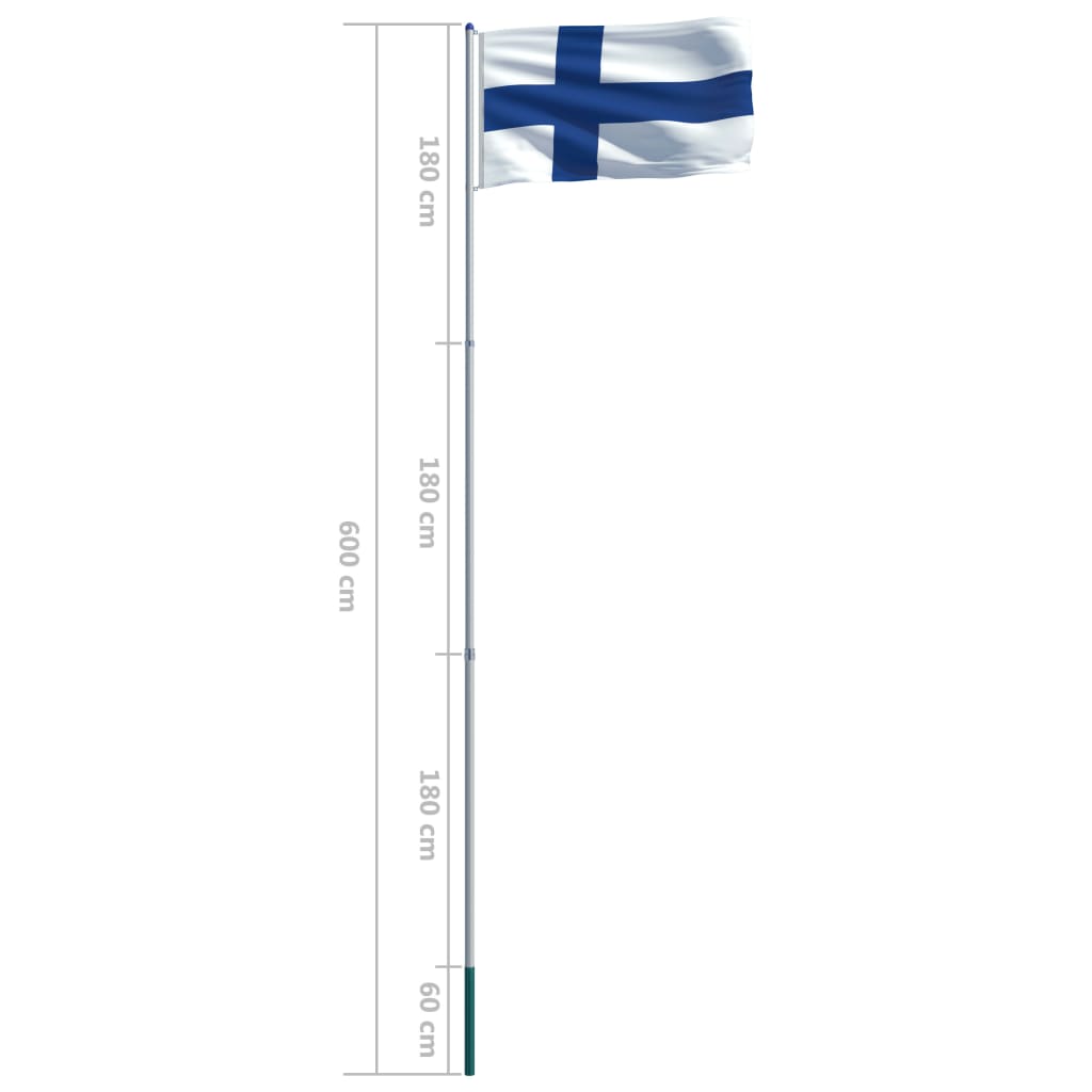 Suomen lippu ja tanko alumiini 6 m – 