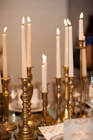 eclectic gold candlestick collection