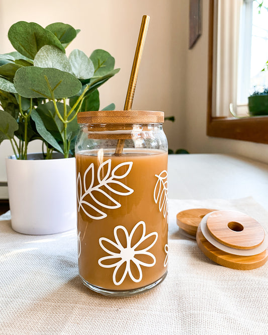 Sass & Belle Glass Mason Jar & Bamboo Straw and Wooden Lid