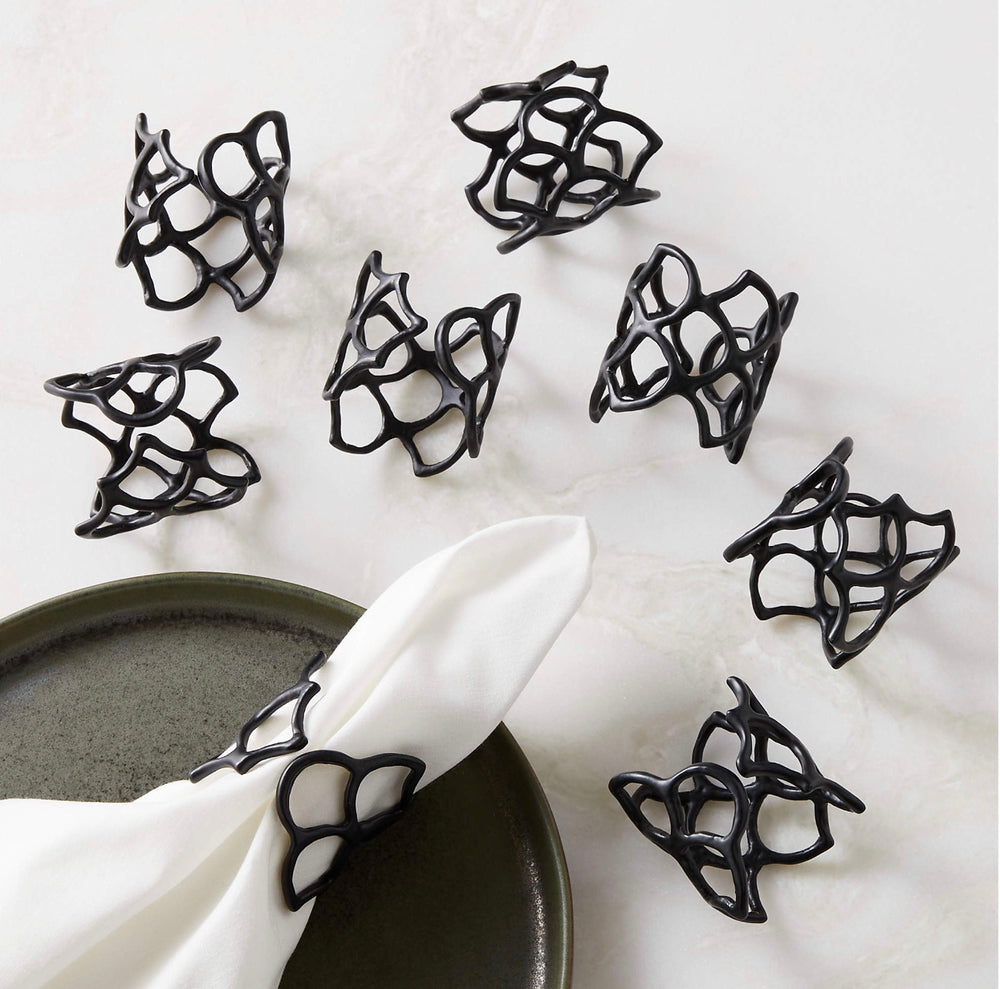 BASAL SATIN BLACK NAPKIN RINGS