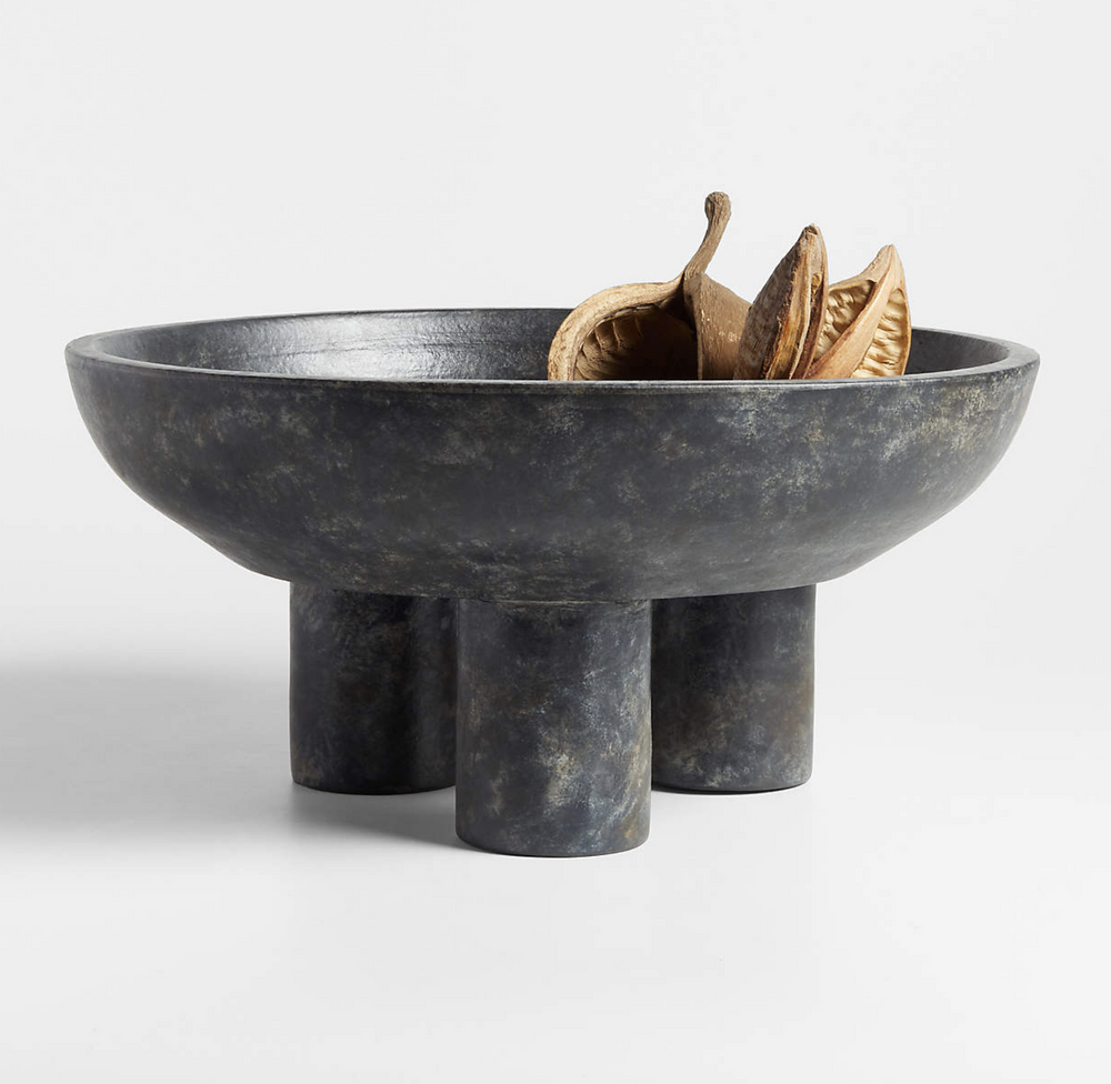 Black Tri-Footed Ceramic Centerpiece Bowl
