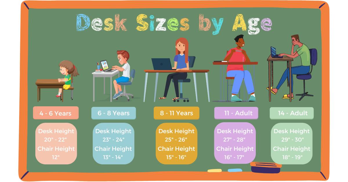 Desk and Desk Chair Sizes by Age Infographic
