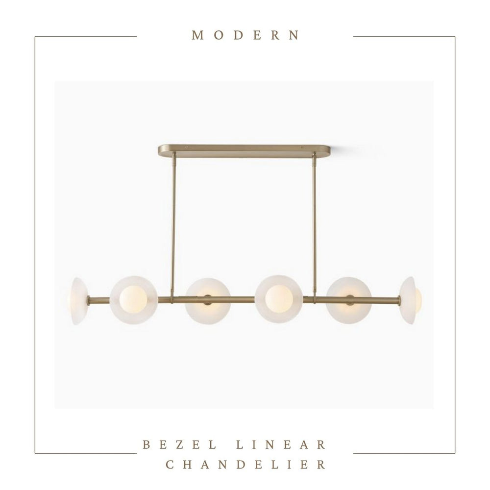 Bezel 6-Light Linear Glass Chandelier