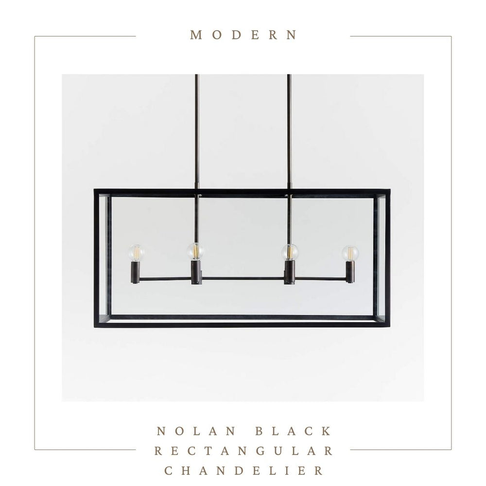 Nolan 6-Light Black Rectangular Chandelier