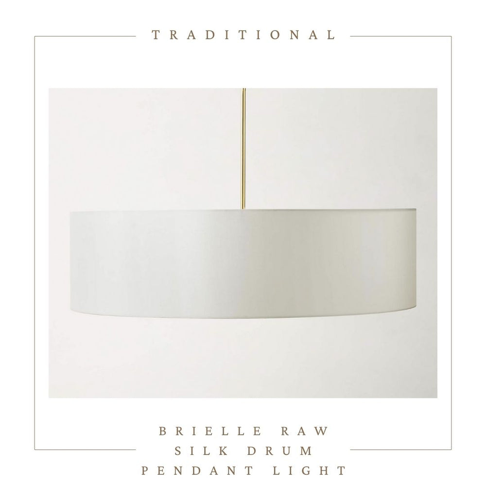 BRIELLE RAW SILK DRUM PENDANT LIGHT