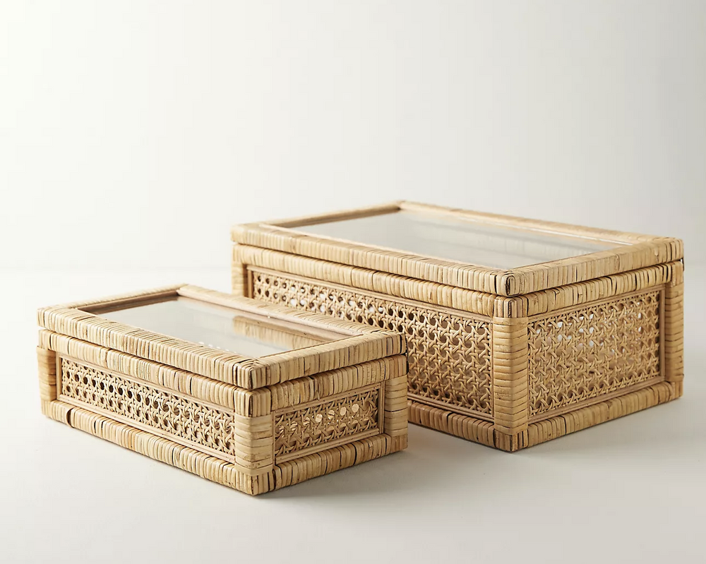 Rattan Box with Glass Lid