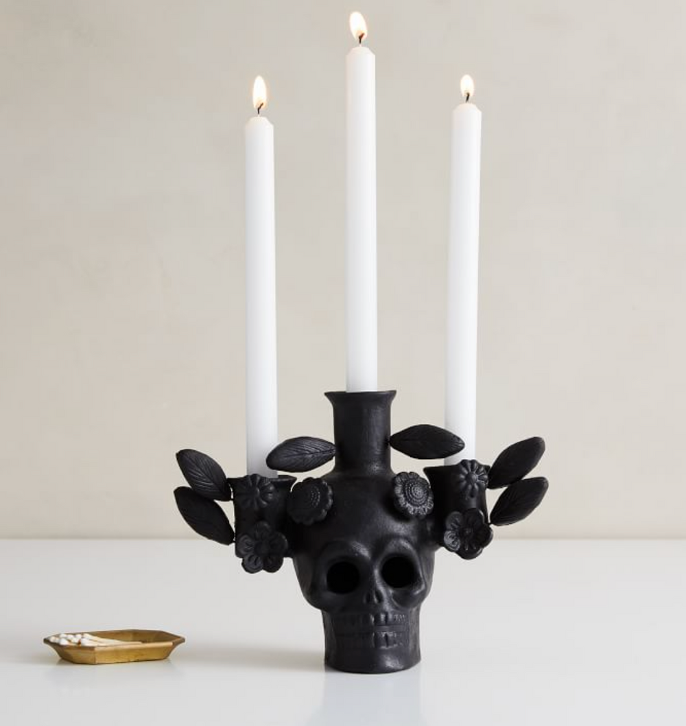 Terracotta Skull Candelabra