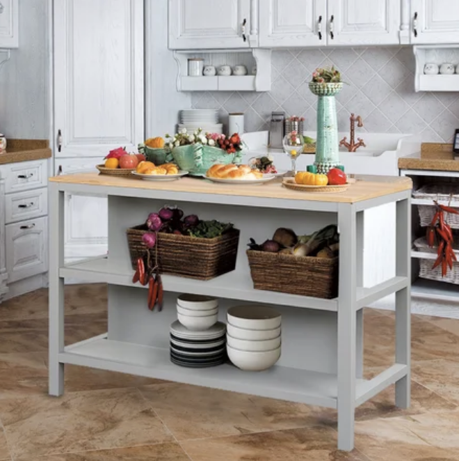 Gray Wood Kitchen Island