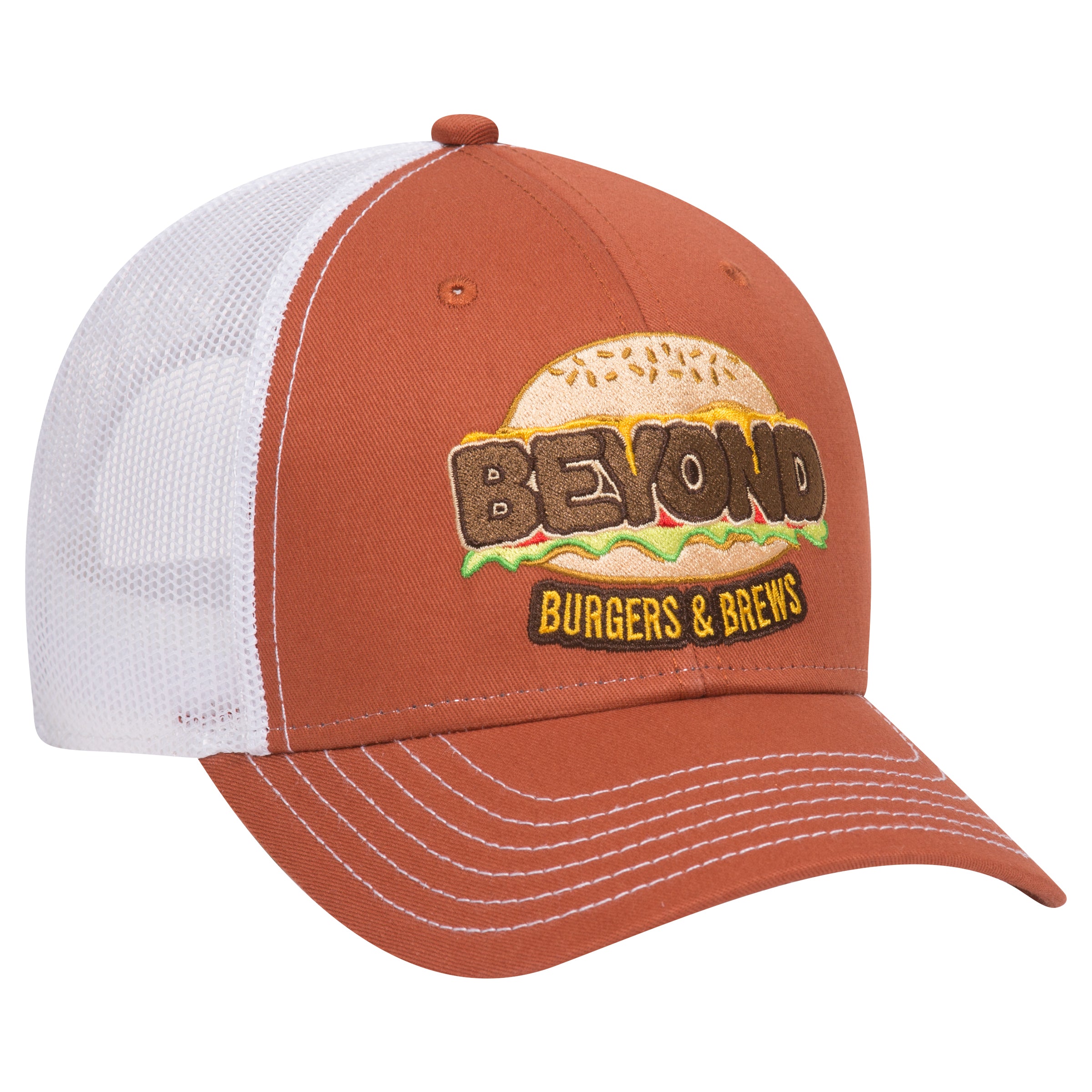 Single Embroidered Hat- 6 Panel Low Profile Mesh Back Trucker Hat - Brand Depot product image