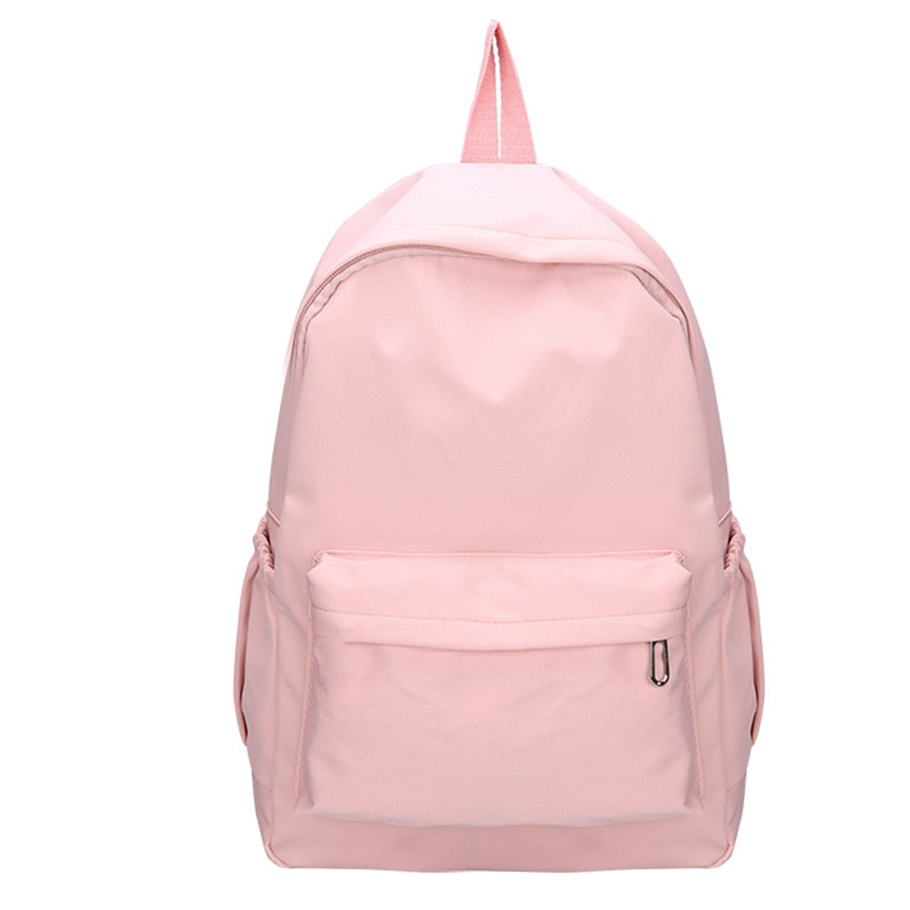 Fashion Women Solid Color Nylon Backpack Preppy Style Students School Bags Large Capacity Handbags Rucksack for Teenager Girls