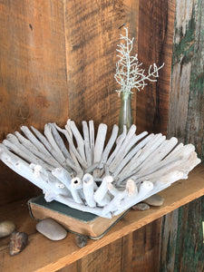 Natural White Washed Driftwood Fruit Bowl 15" Round 4" Tall