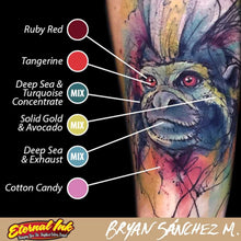 Load image into Gallery viewer, Eternal Tattoo Ink - Bryan Sanchez M. Watercolor Ink Set of 12 - 1oz Bottles Example 1
