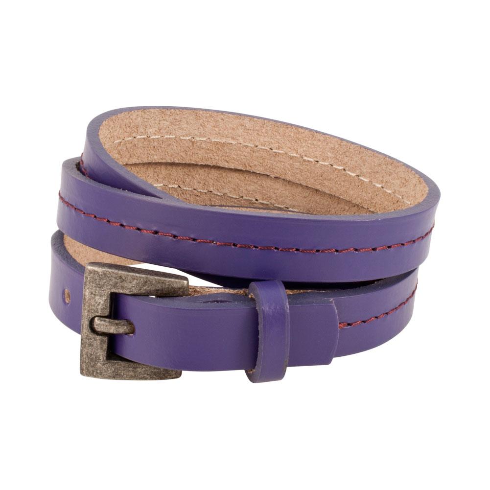 Purple Triple Wrap Belt Buckle Stitched Leather Bracelet – Monster Steel