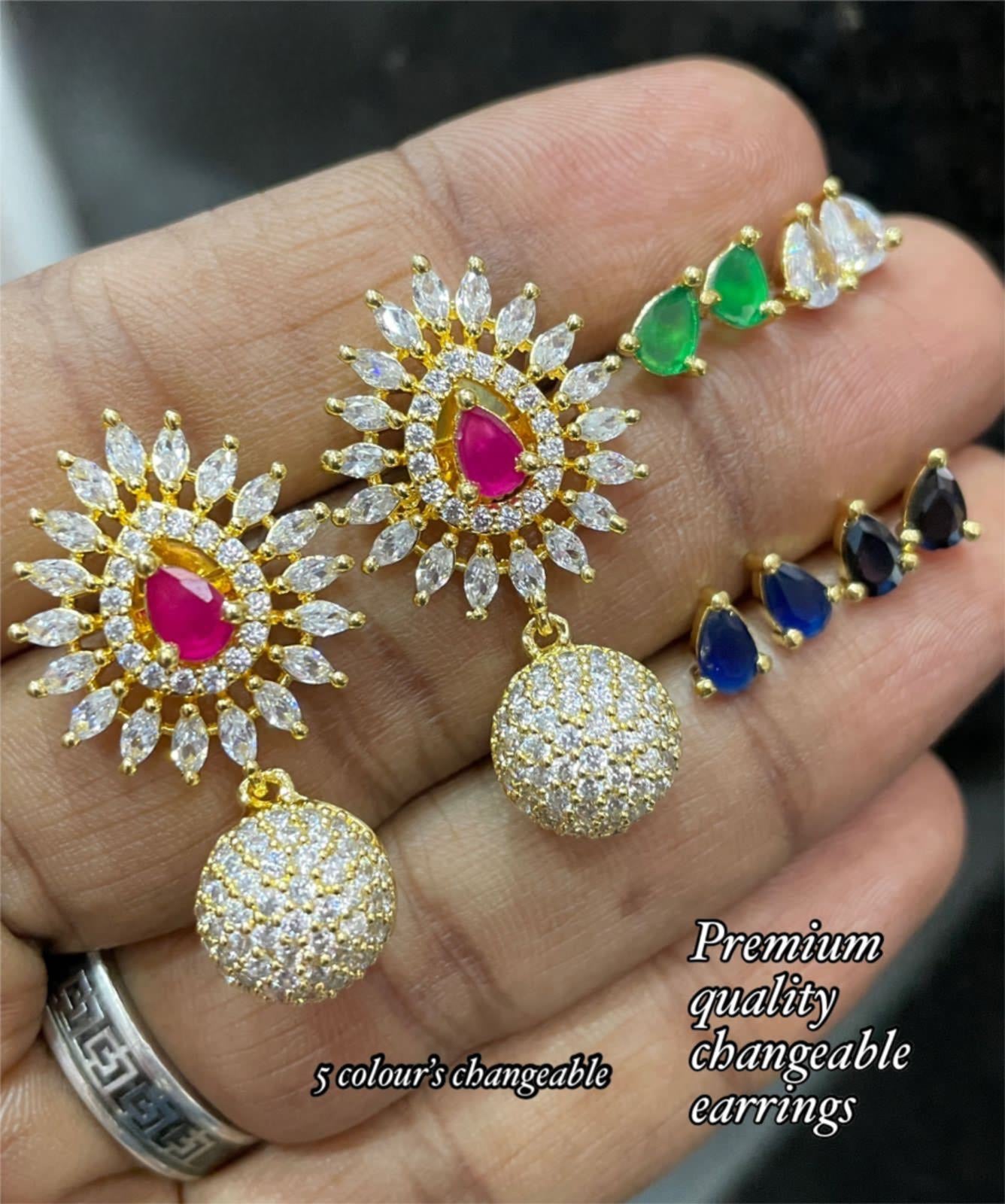 Buy Cz Changeable stone Earring with Rose gold plating 400640 | Kanhai  Jewels