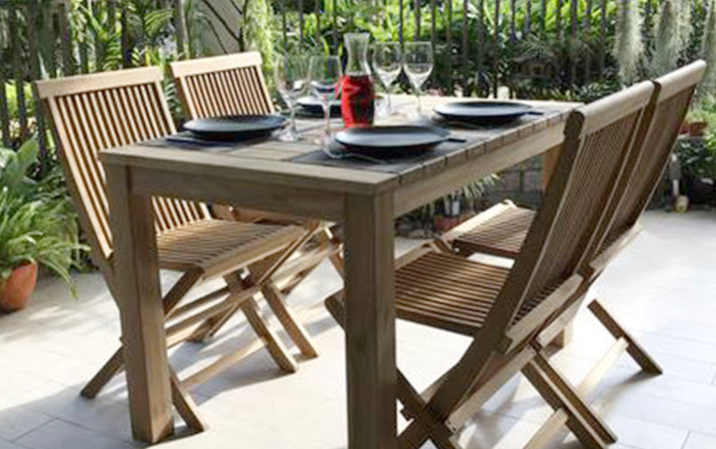 wooden table and chairs for outside