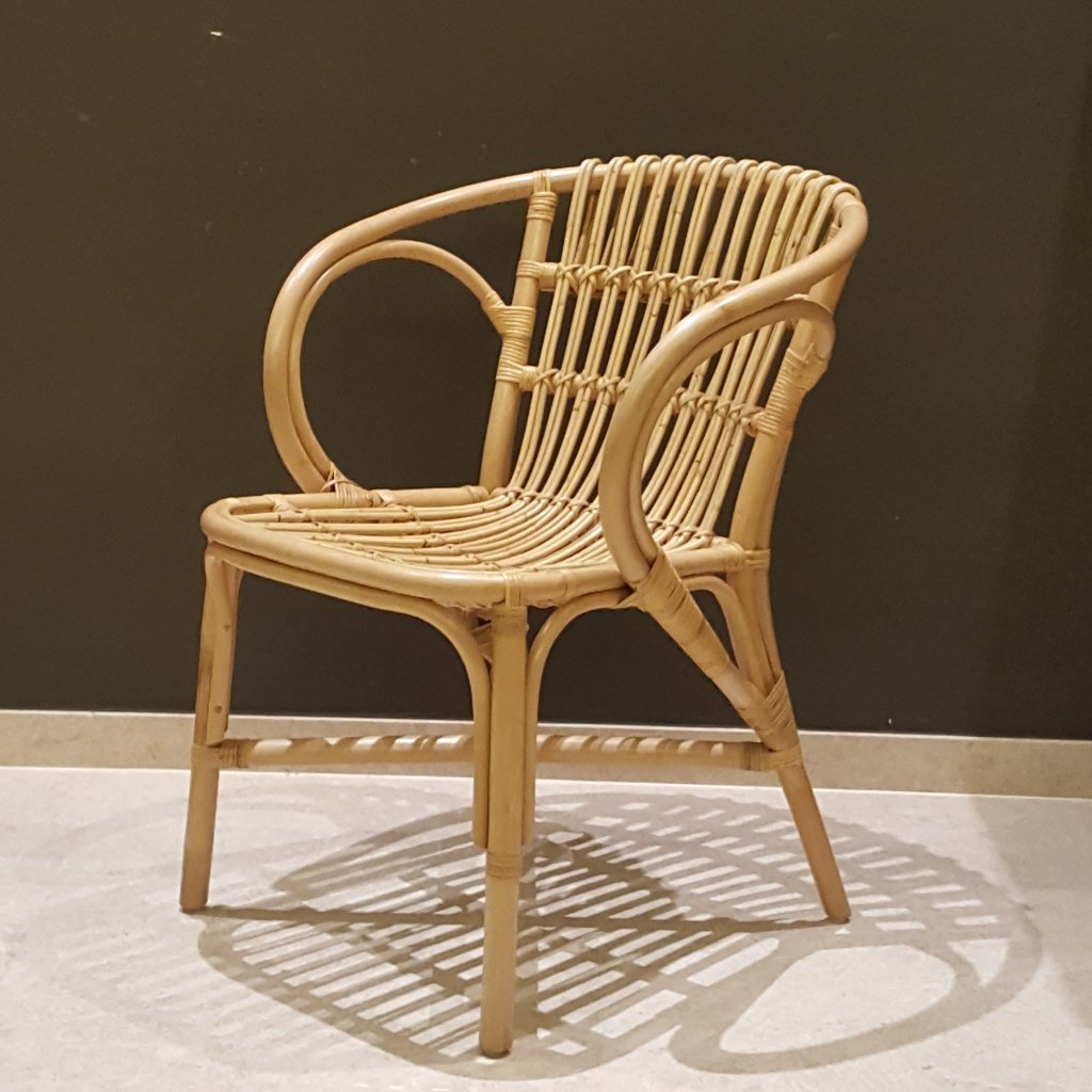 Modern Retro Yellow Painted Rattan Lounge Chair - HEMMA.sg – Hemma