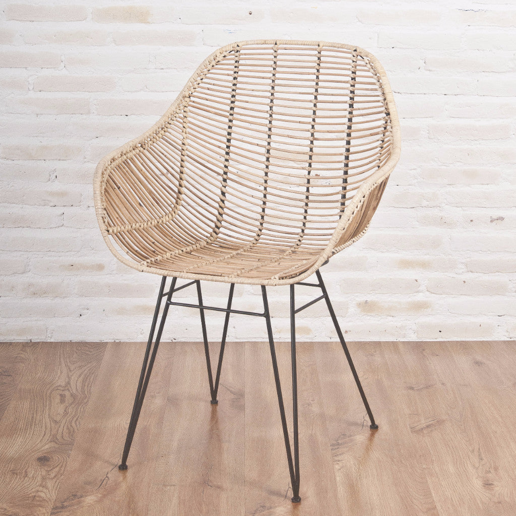 Viggo rattan dining chair with metal legs, Natural – Hemma Online