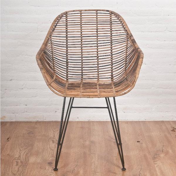 Viggo rattan dining chair with metal legs, Brown – Hemma Online