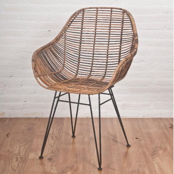 wicker chair with metal legs