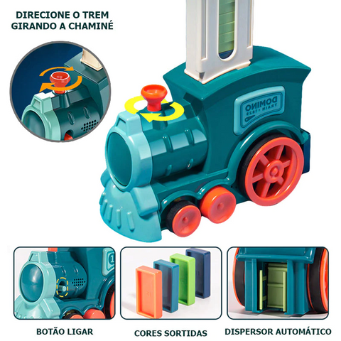 Manual de como usar o trem elétrico montador de dominó