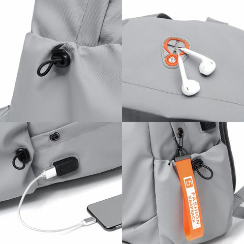 mochila Escolar impermeável com conector USB para adolescente criança