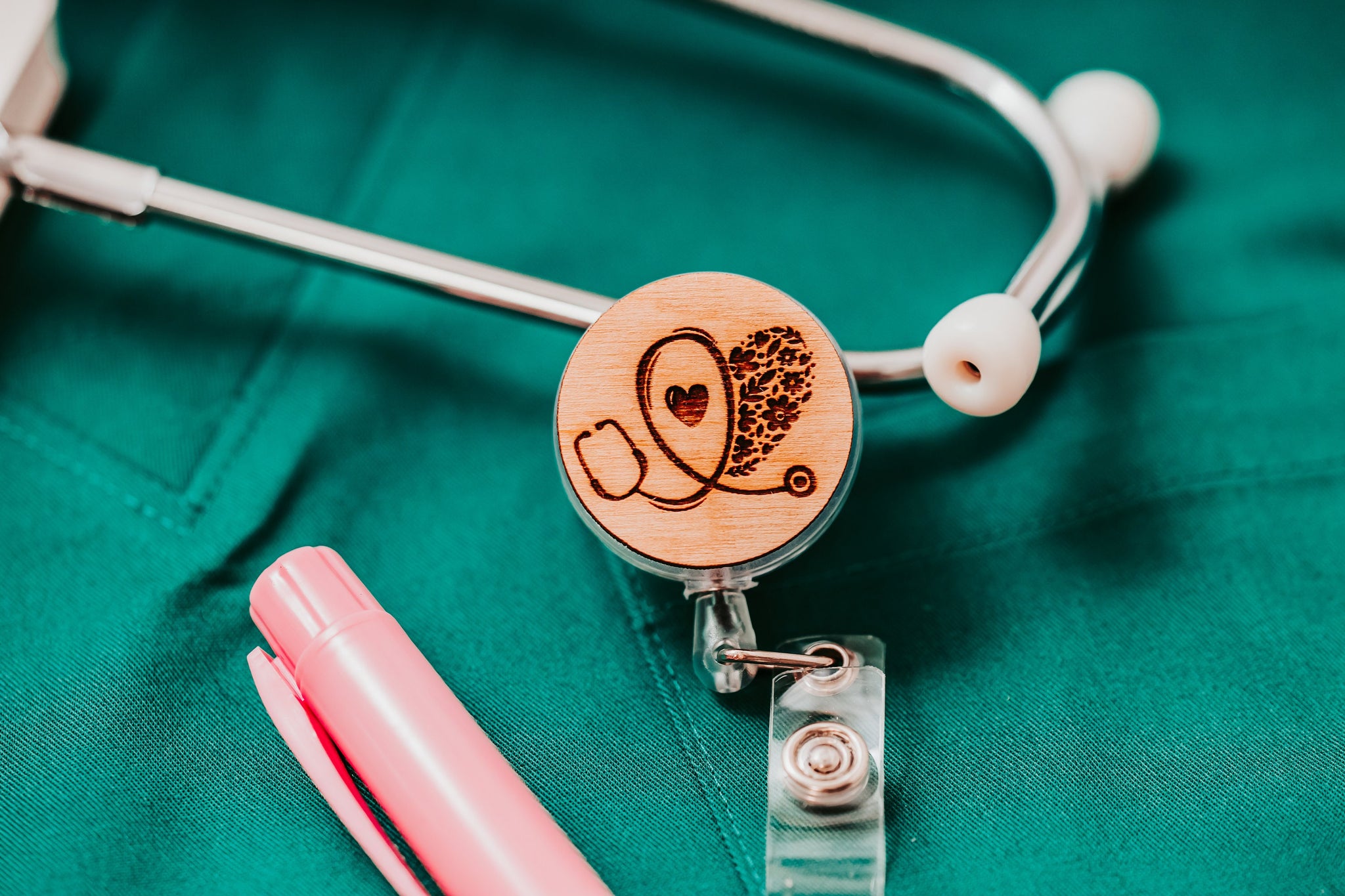 Licensed Practical Nurse LPN Name Custom Floral Heart Stethoscope