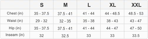 Nike Men's Apparel Size Chart