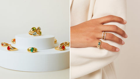18ct Yellow Gold Rings with Coloured Gemstones