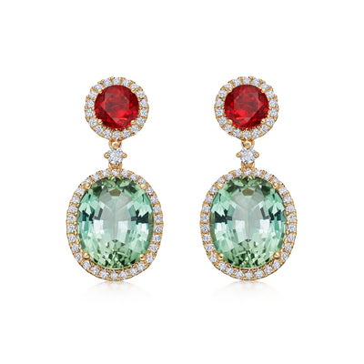 Louis Vuitton tourmaline and diamond one of a kind Conquêtes earrings.