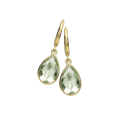 Jasmine Clip Earrings with Detachable Green Amethyst Drops