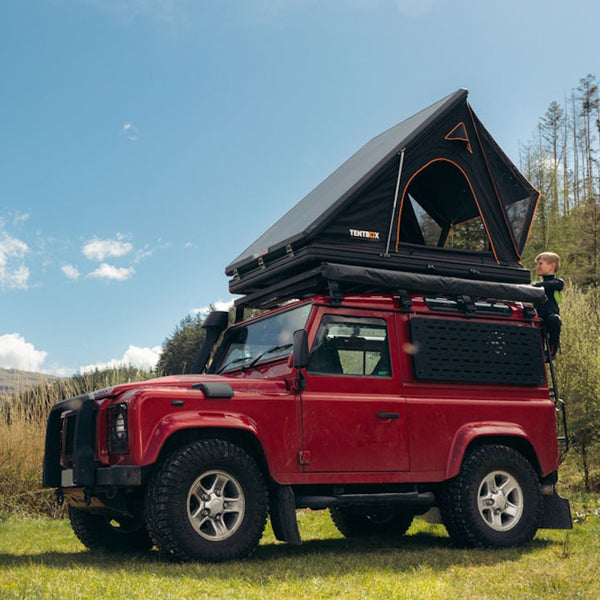 Hard-shell rooftop tents assembled lifestyle