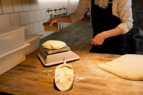 Scale being used to bake bread