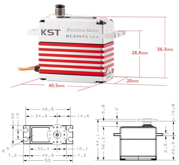 BLS905X Brushless Tail Servo 8kg.cm 0.035sec/60° for 550-700 Helicopters