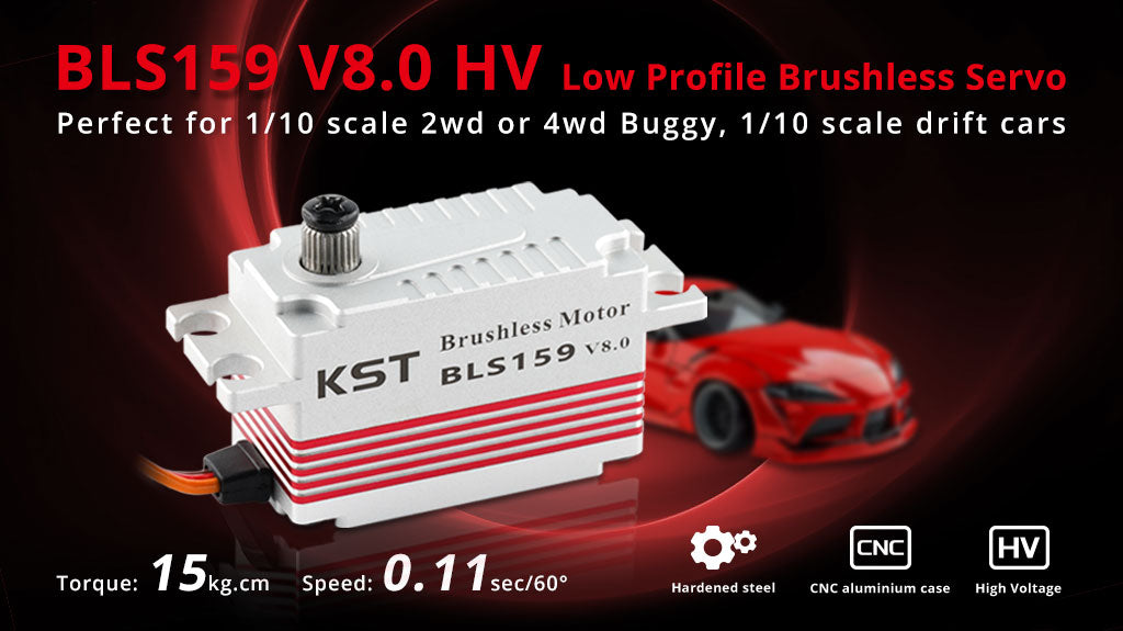 BLS159 Low Profile Brushless HV Digital Servo 15kg.cm 0.11sec/60degree for RC Car Buggy