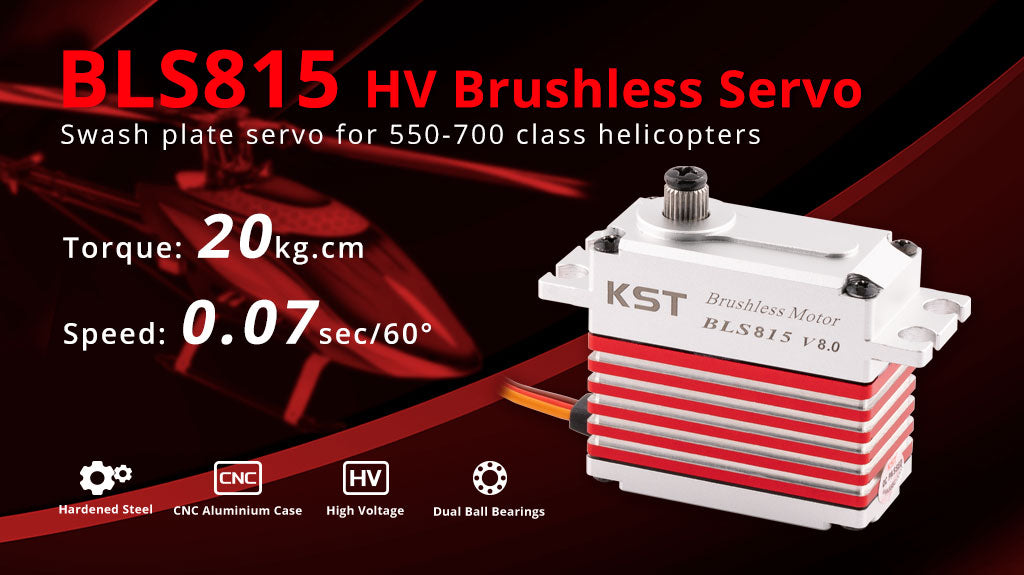 BLS815 Digital Metal Gear Brushless Servo 20kg.cm 0.07sec/60degree for 550-700-class Helicopters