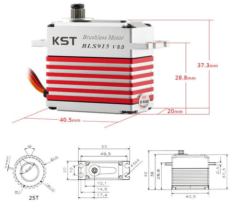 BLS915 Brushless HV Metal Servo 25kg.cm 0.07sec/60°