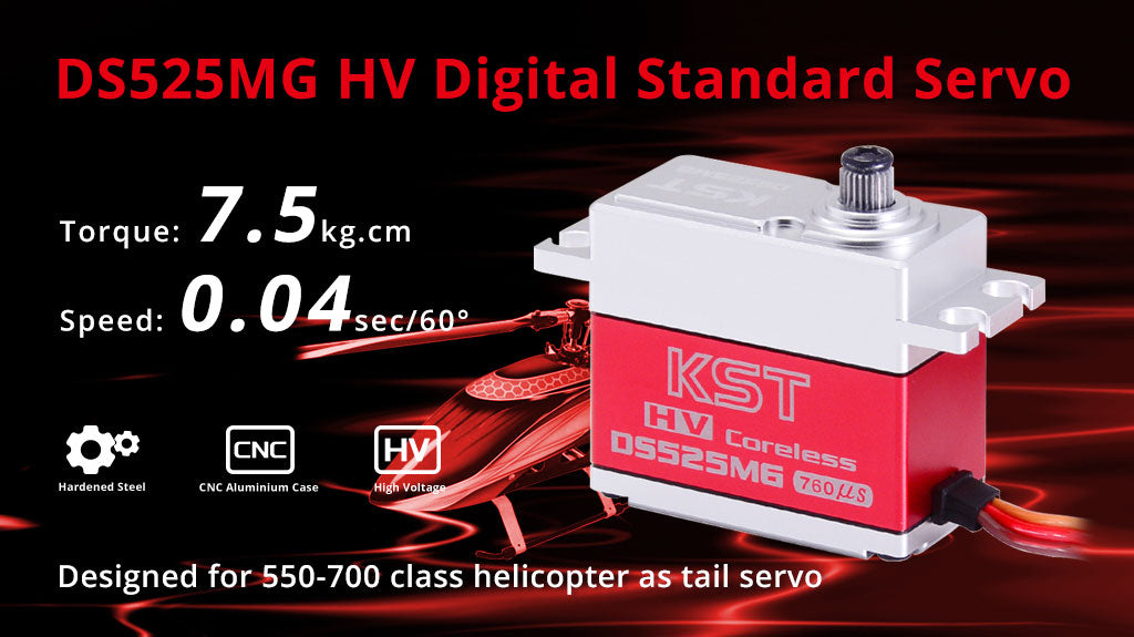 DS525MG 8.4V HV Digital Metal Gear Servo 7.5kg 0.04sec for Helicopters