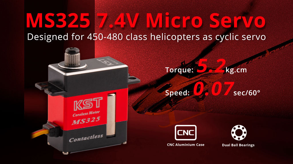 MS325 7.4V Contactless Magnetic Sensors Micro Servo 5.2kg.cm 0.07sec for RC Helicopters
