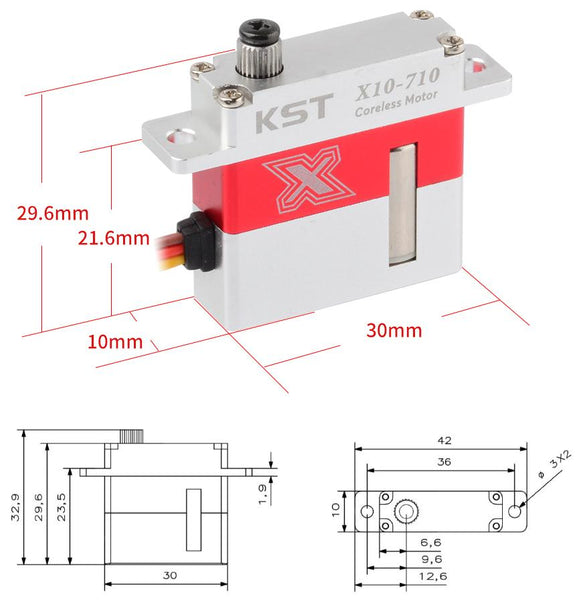 X10-710 V8.0 HV Slim Servo 7.5kg 0.10sec for RC Gliders