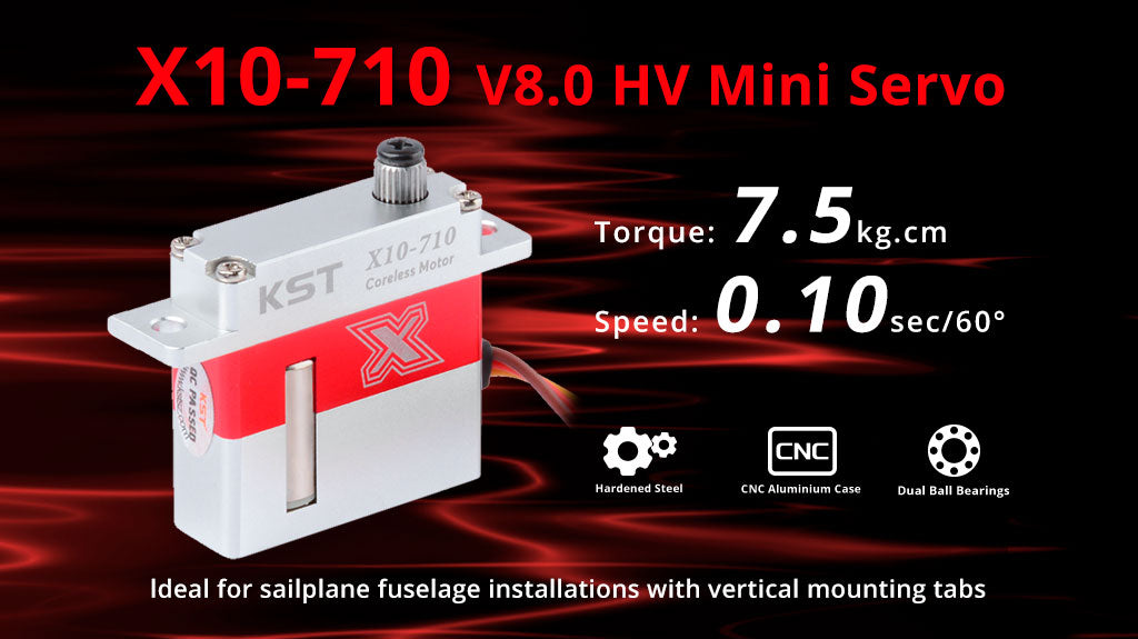 X10-710 V8.0 HV Mini Servo 7.5kg 0.10sec for RC Gliders