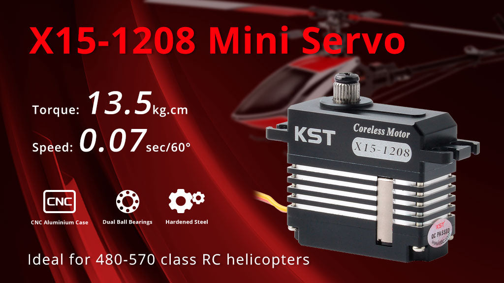 X15-1208 HV Digital Corelss Cyclic Servo 13.5Kg.cm 0.07sec for RC Helis