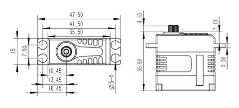 KST X15-855X v8.0 Digital Metal Gear Brushless Helicopter Tail Servo 24.47KG 760us/560Hz 0.05 Sec